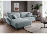 Ecksofa HOME AFFAIRE "Lazio modern und bequem, schmale Armlehnen, tolle Detailverarbeitung", blau (silber, zierkissen silber), B:255cm H:94cm T:178cm, 93% Polyester, 7% Polyamid, Sofas, Ecksofa, zwei verschiedene Fußfarben wählbar