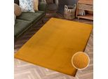 Hochflor-Teppich CARPET CITY "TOPIA 400", gelb (amber), B:160cm H:21mm L:230cm, Polyester, Teppiche, Kunstfell-Teppich mit Kaninchenfell-Optik, Haptik, Schlafzimmer