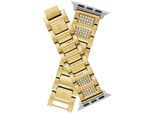 Smartwatch-Armband GUESS "Apple Strap", gold (goldfarben), Uhrenarmbänder, Edelstahl, Wechselarmband, Ersatzband, Edelstahl, passend für die Apple Watch