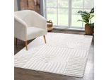 Designteppich CARPET CITY "FOCUS765", beige (creme), B:200cm H:20mm L:290cm, Obermaterial: 100% Polypropylen, Teppiche, Boho-Design, Hochtief-Muster/ 3D-Effekt, Skandinavisch, Wohnzimmer
