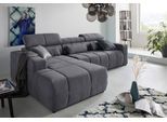 Ecksofa DOMO COLLECTION "BRANDON 289x177x80 cm, whlw. mit Sitztiefenverstellung, L-Form", grau (dunkelgrau), B:289cm H:80cm T:175cm, Luxus-Microfaser in Antikleder-Optik (100% Polyester);Luxus-Microfaser (100% Polyester);Kunstleder SOFTLUX, Sofas, Ecksofa, mit Kopfteilverstellung, wahlweise Sitztiefenverstellung, L-Form