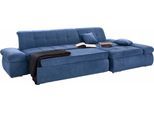 Ecksofa DOMO COLLECTION "NMORIC XXL, 300x172x80cm, L-Form", blau, B:300cm H:80cm T:172cm, Chenille (85% Polyester, 15% Acryl);Luxus-Microfaser (100% Polyester);Struktur ( 100% Polyester);Microfaser PRIMABELLE (100% Polyester), Sofas, Ecksofa, wahlweise mit Bettfunktion und Armlehnverstellung