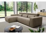 Ecksofa DOMO COLLECTION "BRANDON 289x177 cm, belastbar bis 140 kg/Sitz, L-Form", braun (schlamm), B:289cm H:80cm T:175cm, Luxus-Microfaser in Antikleder-Optik (100% Polyester);Luxus-Microfaser (100% Polyester);Kunstleder SOFTLUX, Sofas, Ecksofa, mit Sitztiefenverstellung, Cord, schlamm