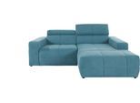 Ecksofa DOMO COLLECTION "BRANDON inkl. Kopfteilverstellung, 214x100x80 cm, L-Form", blau (türkis), B:214cm H:80cm T:175cm, 92% Polyester 8% Nylon, Sofas, Ecksofa, Mit Kopfteilverstellung, auch in Leder und Cord, L-Form