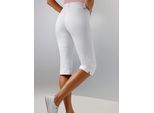 Caprijeans ASCARI, Damen, Gr. 24, Kurzgrößen, weiß, 54% Baumwolle, 37% Lyocell, 6% Elastomultiester, 3% Elasthan, unifarben, kurz, Jeans