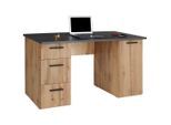 Möbelix , Eichefarben , Holzwerkstoff , 3 Schublade(n) Schubladen , rechteckig , 138x76x60 cm , Büromöbel, Schreibtische, Schreibtische