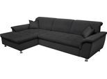 Ecksofa DOMO COLLECTION "FRANZI 278x162 cm, L-Form, bequem, belastbar bis 140 kg/Sitz", grau (graphite), Sofas, B/H/T: 278cm x 80cm x 162cm, Flachgewebe, Recamiere links, ohne Kopfteilverstellung, Flachgewebe (100% Polyester);Chenille (100% Polyester), Ecksofa, Flachgewebe, graphite, B:278cm H:80cm T:162cm
