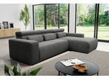 Ecksofa DOMO COLLECTION "BRANDON 289x177x80 cm, whlw. mit Sitztiefenverstellung, L-Form", grau, B:285cm H:80cm T:175cm, Luxus-Microfaser in Antikleder-Optik (100% Polyester);Luxus-Microfaser (100% Polyester);Kunstleder SOFTLUX, Sofas, Ecksofa, ohne Sitztiefenverstellung, Cord, grau