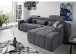 Ecksofa DOMO COLLECTION "BRANDON 289x177x80 cm, whlw. mit Sitztiefenverstellung, L-Form", grau (dunkelgrau), B:289cm H:80cm T:175cm, Luxus-Microfaser in Antikleder-Optik (100% Polyester);Luxus-Microfaser (100% Polyester);Kunstleder SOFTLUX, Sofas, Ecksofa, mit Kopfteilverstellung, wahlweise Sitztiefenverstellung, L-Form