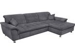 Ecksofa DOMO COLLECTION "FRANZI 278x162 cm, belastbar bis 140 kg/Sitz, L-Form, bequem", grau (dunkelgrau), Sofas, B/H/T: 278cm x 80cm x 162cm, Chenille, Recamiere rechts, ohne Kopfteilverstellung, Flachgewebe (100% Polyester);Chenille (100% Polyester), Ecksofa, Chenille, dunkelgrau, B:278cm H:80cm T:162cm