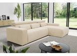 Ecksofa DOMO COLLECTION "BRANDON 289x177x80 cm, whlw. mit Sitztiefenverstellung, L-Form", beige (creme), B:285cm H:80cm T:175cm, Luxus-Microfaser in Antikleder-Optik (100% Polyester);Luxus-Microfaser (100% Polyester);Kunstleder SOFTLUX, Sofas, Ecksofa, mit Sitztiefenverstellung, Cord, creme