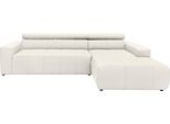 Ecksofa DOMO COLLECTION "BRANDON 289x177x80 cm, whlw. mit Sitztiefenverstellung, L-Form", weiß, B:289cm H:80cm T:175cm, Luxus-Microfaser in Antikleder-Optik (100% Polyester);Luxus-Microfaser (100% Polyester);Kunstleder SOFTLUX, Sofas, Ecksofa, mit Kopfteilverstellung, wahlweise Sitztiefenverstellung, L-Form