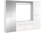 Garderoben-Set HOME AFFAIRE "TRONDHEIM, 5-teilig, Breite 243cm, individuell platzier- & erweiterbar", weiß (weiß, weiß hochglanz), B:243cm H:193cm T:34cm, Holzwerkstoff, Kastenmöbel-Sets, Garderoben-Set, Garderobenschrank, Kleiderschrank, Schrankkombination, Garderobe