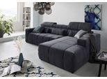 Ecksofa DOMO COLLECTION "BRANDON 289x177x80 cm, whlw. mit Sitztiefenverstellung, L-Form", blau (dunkelblau), B:289cm H:80cm T:175cm, Luxus-Microfaser in Antikleder-Optik (100% Polyester);Luxus-Microfaser (100% Polyester);Kunstleder SOFTLUX, Sofas, Ecksofa, mit Kopfteilverstellung, wahlweise Sitztiefenverstellung, L-Form