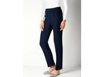 Bügelfaltenhose CLASSIC BASICS, Damen, Gr. 24, Kurzgrößen, blau (marine), 100% Polyester, unifarben, lang, Hosen