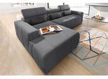 Ecksofa DOMO COLLECTION "BRANDON 289x177x80 cm, whlw. mit Sitztiefenverstellung, L-Form", grau (dunkelgrau), B:289cm H:80cm T:175cm, Luxus-Microfaser in Antikleder-Optik (100% Polyester);Luxus-Microfaser (100% Polyester);Kunstleder SOFTLUX, Sofas, Ecksofa, mit Kopfteilverstellung, wahlweise Sitztiefenverstellung, L-Form