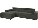 Ecksofa DOMO COLLECTION "BRANDON 289x177x80 cm, whlw. mit Sitztiefenverstellung, L-Form", grün (dunkelgrün), B:289cm H:80cm T:175cm, Luxus-Microfaser in Antikleder-Optik (100% Polyester);Luxus-Microfaser (100% Polyester);Kunstleder SOFTLUX, Sofas, Ecksofa, mit Kopfteilverstellung, wahlweise Sitztiefenverstellung, L-Form