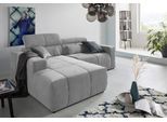 Ecksofa DOMO COLLECTION "BRANDON inkl. Kopfteilverstellung, 214x100x80 cm, L-Form", grau (hellgrau), B:214cm H:80cm T:175cm, 95% Polyester 5% Polyacryl, Sofas, Ecksofa, Mit Kopfteilverstellung, auch in Leder und Cord, L-Form