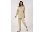 Leinenmix Langarmshirt und Hose Ko-Ord Set