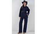 Denim-Set mit jacke mit taschen und geraden hosen