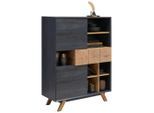 Carryhome Highboard, Eiche, Dunkelgrau, Holz, Eiche, massiv, 5 Fächer, 1 Schublade(n) Schubladen, 100x133.5x40 cm, Beimöbel erhältlich, stehend, Wohnzimmer, Kommoden & Sideboards, Highboards