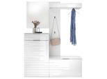 Garderobe, Weiß, Weiß Hochglanz, Holzwerkstoff, 4-teilig, 140x190x38 cm, Garderobe, Garderoben-Sets & Serien, Garderoben-Sets