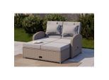 Ambia Garden Loungesofa , Grau , Metall, Kunststoff, Textil , Füllung: Schaumstoff,Baumwolle (recycelt),Schaumstoff , einzeln stellbar , 126x110x95 cm , ausziehbarer Hocker , Gartenmöbel, Loungemöbel, Outdoor-Sofas
