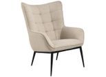 Mid.you , Beige , Textil , 76.5x99x89.5 cm , Wohnzimmer, Sessel, Ohrensessel