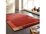 Wollteppich LUXOR LIVING "India" Gr. 7, rot, B:250cm H:20mm L:350cm, Wolle, Teppiche, Designer-Teppich Knüpfteppich Schurwollteppich Teppich, reine Wolle, handgeknüpft, mit Bordüre, auch als Läufer