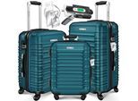 KESSER® 3tlg. Hartschalenkofferset Hartschalenkoffer Reisekoffer Set Reisekofferset Trolley Koffer Inkl. Kofferwaage + Gepäckanhänger Rollkoffer Schloss 4 Rollen ABS-Hartschale Teleskopgriff M-L-XL