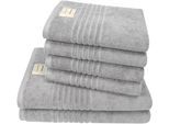 Handtuch Set DYCKHOFF "Nature", silber, 6 Stk., Frottier, Frottier, Obermaterial: 100% Baumwolle, Handtuch-Sets, Handtuch Set, 6er Set: 4x Handtücher, je 50 x 100 cm & 2x Badetuch 70 x 140 cm