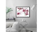 Bild QUEENCE "Roxanne", rosa (farbe rahmen: schwarz, farbe bild(er): rosa), B:40cm H:30cm, Acrylglas, Holz, Papier, Bilder, Bild, Rosen, gerahmt