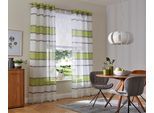 Gardine OTTO HOME "Jay" Gr. 1, grün, B:144cm H:145cm, Voile, Polyester, Gardinen, Gardine, Vorhang, 2-er Set, Fertiggardine, transparent, Querstreifen