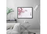 Bild QUEENCE "Grete", rosa (farbe rahmen: schwarz, farbe bild(er): rosa), B:50cm H:40cm, Acrylglas, Holz, Papier, Bilder, Bild, Rosen, gerahmt