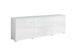 P & B , Weiß, Weiß Hochglanz , Holzwerkstoff , 4 Fächer , 2 Schublade(n) Schubladen , 180x61.8x34.5 cm , FSC , stehend, Beleuchtung , Wohnzimmer, TV-Möbel, TV- & Lowboards