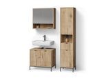 BADMÖBEL-SET ATERNO Viking Oak 3 Teile, mit Hochschrank