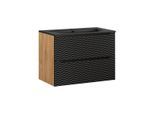 WASCHTISCH 80cm Elora Schwarz und Holz