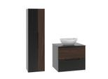 BADMÖBEL 60.6cm Sylla 2er-Set Schwarz und Holz