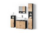 BADMÖBEL-SET Ronco Goldkraft Eiche/Anthrazit 4 Teile, mit Schubladenschrank und Hochschrank