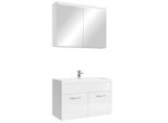 BADMÖBEL-SET Paso 3 Teile Weiß Hochglanz - 80 x 35 x 55 cm