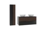 BADMÖBEL 120.6cm Sylla 2er-Set Schwarz und Holz