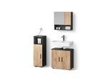 BADMÖBEL-SET Ronco Goldkraft Eiche/Anthrazit 3 Teile