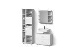 BADMÖBEL-SET Eisak Weiß 3 Teile, mit Hochschrank