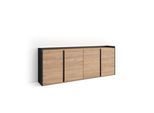SIDEBOARD, Eiche und Schwarz, 207/35/80cm, mit Led