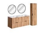BADMÖBEL 120.4cm Adriel 2er-Set Holz in Eichenoptik