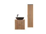 BADMÖBEL 60.6cm Gaia 2er-Set Holz in Eichenoptik und Schwarz