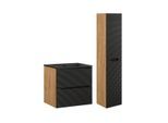 BADMÖBEL 60cm Elora 2er-Set Schwarz und Holz
