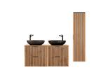 BADMÖBEL 120.6cm Gaia 2er-Set Holz in Eichenoptik und Schwarz