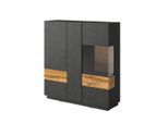 GESCHIRRSCHRANK Andrea Anthrazitgrau und Holz