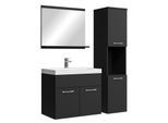 BADMÖBEL-SET Montreal 4 Teile Schwarz Matt - 60 x 35 x 51 cm